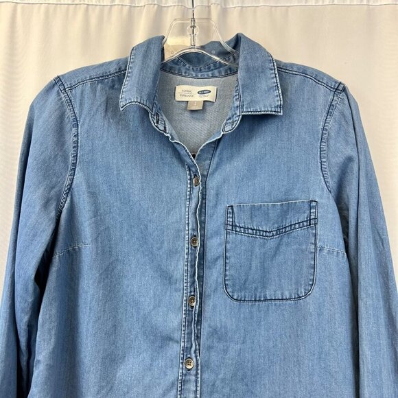 Old Navy Womens Button Down Long Sleeve Top Blue Size Small - Picture 2 of 9